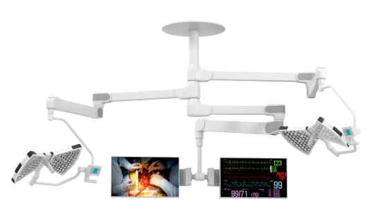 XMT operating lights in modern surgical room